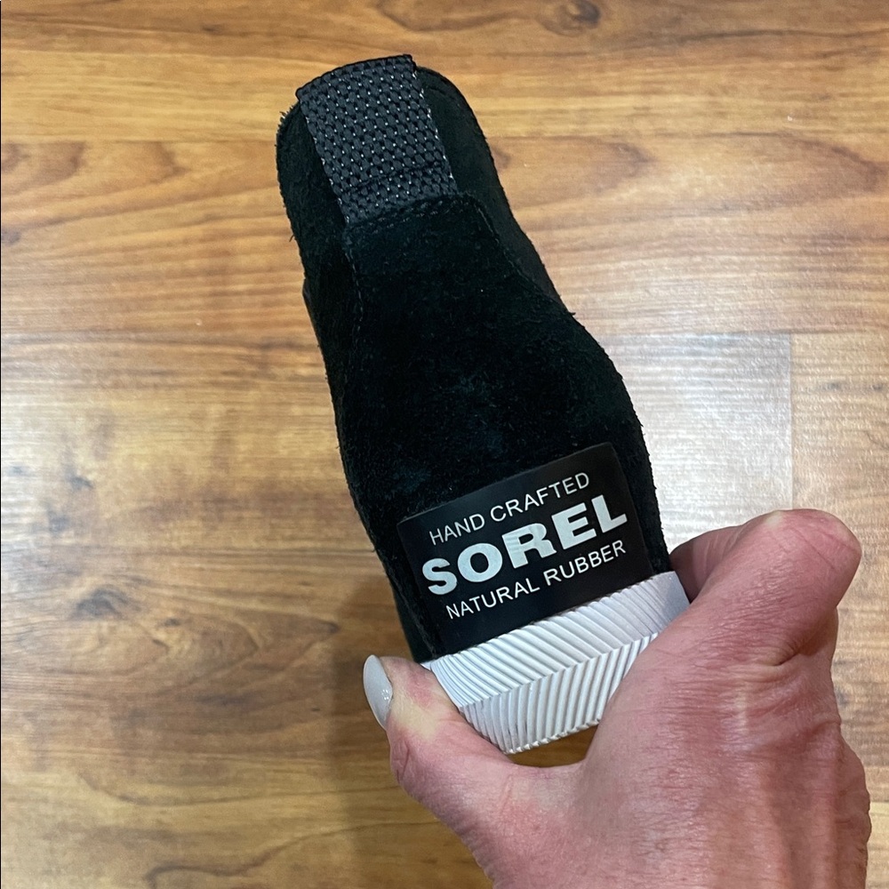 Sorel Out N About Black Slip-On Suede wedge sneaker - Picture 5 of 6